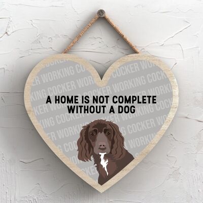 P5761 - Working Cocker Home no está completo sin Katie Pearson Artworks Heart Hanging Plaque