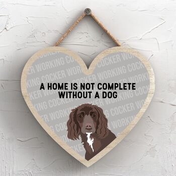 P5761 - Travailler Cocker Home n'est pas complet sans Katie Pearson Artworks Heart Hanging Plaque 1