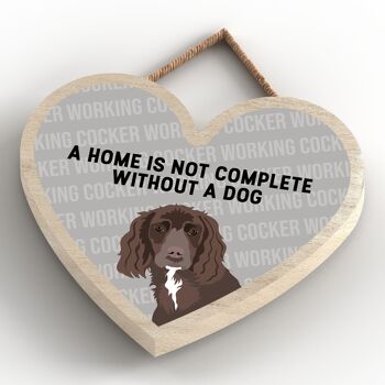 P5761 - Travailler Cocker Home n'est pas complet sans Katie Pearson Artworks Heart Hanging Plaque 4