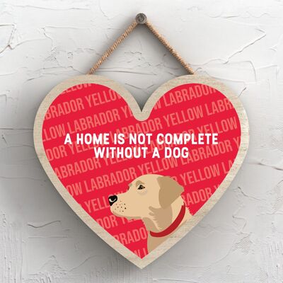 P5763 - Yellow Labrador Home Isn't Complete Without Katie Pearson Artworks Heart Hanging Plaque