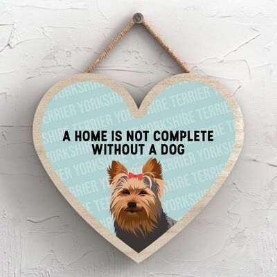 P5765 - Yorkshire Terrier Home non è completa senza Katie Pearson Artworks Heart Hanging Plaque