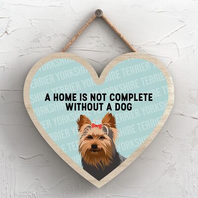 P5765 - Yorkshire Terrier Home Isn't Complete Without Katie Pearson Artworks Heart Hanging Plaque
