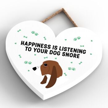 P5767 - Bassett Hound Happiness Dog Snoring Without Katie Pearson Artworks Plaque à suspendre en forme de cœur 4