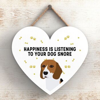 P5768 - Beagle Happiness Dog Snoring Without Katie Pearson Artworks Plaque à suspendre en forme de cœur 1