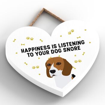 P5768 - Beagle Happiness Dog Snoring Without Katie Pearson Artworks Plaque à suspendre en forme de cœur 2