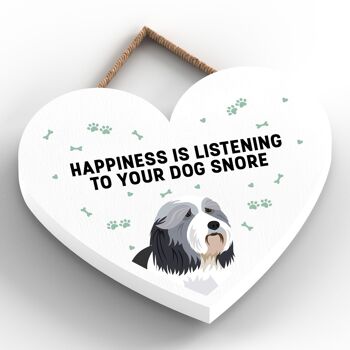 P5769 - Bearded Collie Happiness Dog Snoring Without Katie Pearson Artworks Heart Hanging Plaque 2