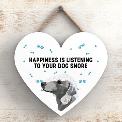 P5770 - Bedlington Terrier Felicidad Perro Roncando Sin Katie Pearson Artworks Placa Colgante Corazón