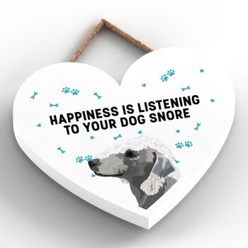 P5770 - Bedlington Terrier Bonheur Chien Ronflement Sans Katie Pearson Artworks Plaque à Suspendre Coeur 2