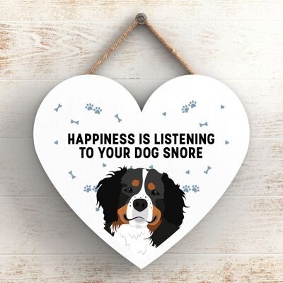 P5772 - Bernese Mountain Dog Happiness Dog Snoring Without Katie Pearson Artworks Heart Hanging Plaque