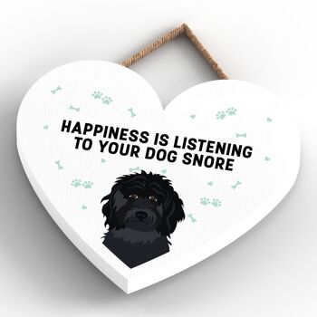 P5773 - Black Cockapoo Happiness Dog Snoring Without Katie Pearson Artworks Heart Hanging Plaque 4