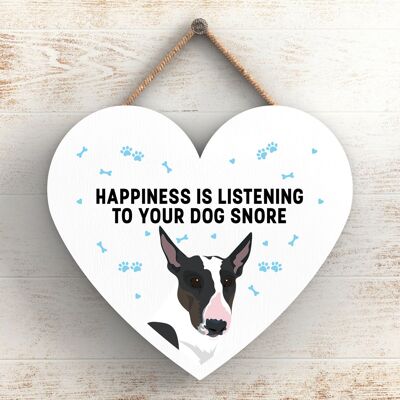 P5779 - Bull Terrier Happiness Dog Snoring Without Katie Pearson Artworks Heart Hanging Plaque