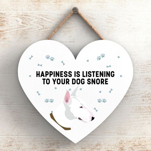 P5780 - Bull Terrier Happiness Dog Snoring Without Katie Pearson Artworks Heart Hanging Plaque