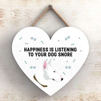 P5780 – Bull Terrier Happiness Dog Schnarchen ohne Katie Pearson Artworks Herz-Plakette zum Aufhängen