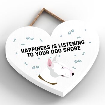 P5780 - Bull Terrier Bonheur Chien Ronflement Sans Katie Pearson Artworks Plaque à Suspendre Coeur 2