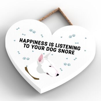 P5780 - Bull Terrier Bonheur Chien Ronflement Sans Katie Pearson Artworks Plaque à Suspendre Coeur 4