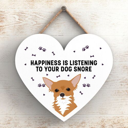 P5781 - Chihuahua Happiness Dog Snoring Without Katie Pearson Artworks Heart Hanging Plaque