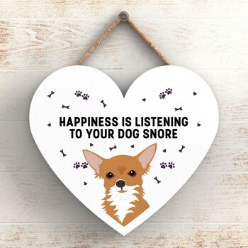 P5781 - Chihuahua Bonheur Chien Ronflement Sans Katie Pearson Artworks Plaque à Suspendre Coeur 1