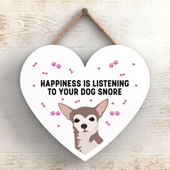 P5782 - Chihuahua Bonheur Chien Ronflement Sans Katie Pearson Artworks Plaque à Suspendre Coeur 1