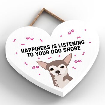 P5782 - Chihuahua Bonheur Chien Ronflement Sans Katie Pearson Artworks Plaque à Suspendre Coeur 2