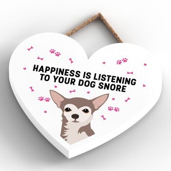 P5782 - Chihuahua Bonheur Chien Ronflement Sans Katie Pearson Artworks Plaque à Suspendre Coeur 4