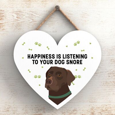 P5783 – Chocolate Labrador Happiness Hund schnarcht ohne Katie Pearson Artworks Herz-Plakette zum Aufhängen