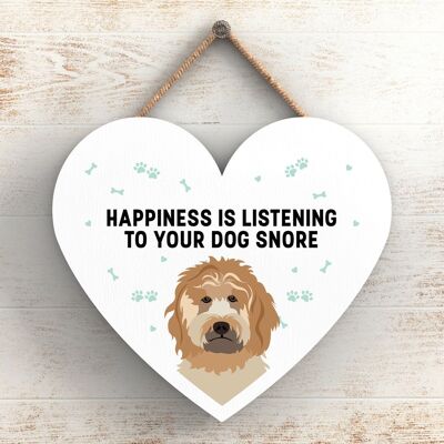 P5784 – Cockapoo Happiness Hund schnarcht ohne Katie Pearson Artworks Herz-Plakette zum Aufhängen