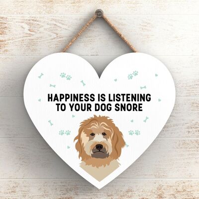 P5784 - Cockapoo Happiness Cane che russa senza Katie Pearson Artworks Placca da appendere al cuore