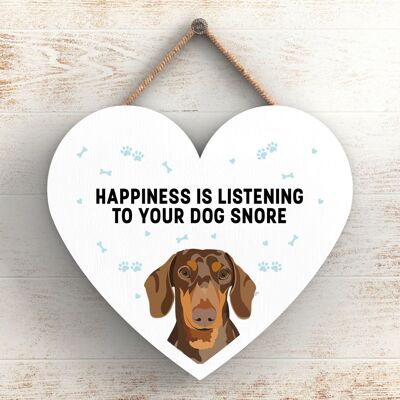 P5788 – Dachshund Happiness Dog Schnarchen ohne Katie Pearson Artworks Herz-Plakette zum Aufhängen