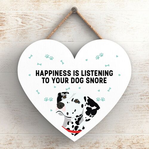 P5789 - Dalmation Happiness Dog Snoring Without Katie Pearson Artworks Heart Hanging Plaque