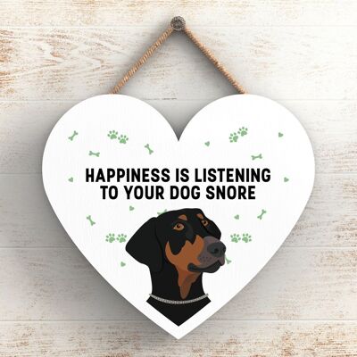 P5790 - Doberman Happiness Dog Snoring Without Katie Pearson Artworks Heart Hanging Plaque