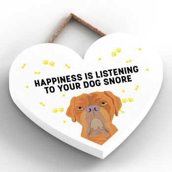 P5791 - Dogue De Bordeaux Happiness Dog Snoring Without Katie Pearson Artworks Heart Hanging Plaque 2
