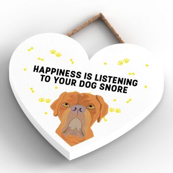 P5791 - Dogue De Bordeaux Happiness Dog Snoring Without Katie Pearson Artworks Heart Hanging Plaque 4