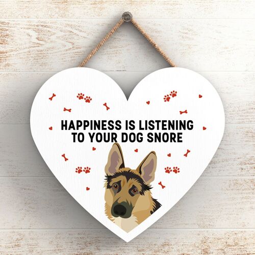 P5794 - German Shepherd Happiness Dog Snoring Without Katie Pearson Artworks Heart Hanging Plaque
