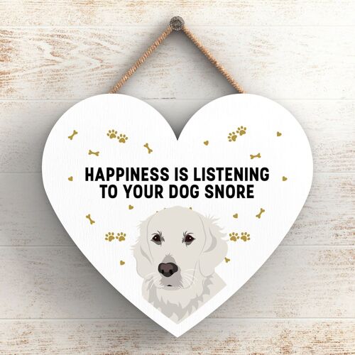 P5795 - Golden Retriever Happiness Dog Snoring Without Katie Pearson Artworks Heart Hanging Plaque
