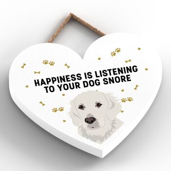 P5795 - Golden Retriever Happiness Dog Ronflement Sans Katie Pearson Artworks Plaque à suspendre en forme de cœur 2