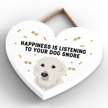 P5795 - Golden Retriever Happiness Dog Ronflement Sans Katie Pearson Artworks Plaque à suspendre en forme de cœur 4