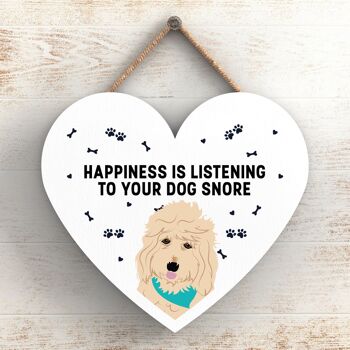 P5796 - Goldendoodle Happiness Dog Ronflement Sans Katie Pearson Artworks Plaque à suspendre en forme de cœur 1