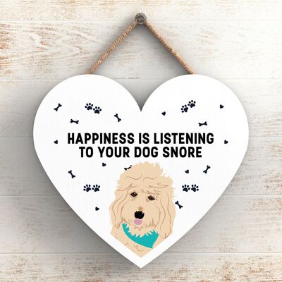 P5796 - Goldendoodle Happiness Dog Snoring Without Katie Pearson Artworks Heart Hanging Plaque