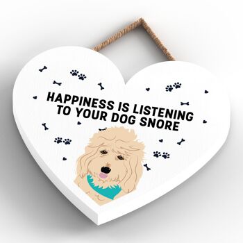P5796 - Goldendoodle Happiness Dog Ronflement Sans Katie Pearson Artworks Plaque à suspendre en forme de cœur 3