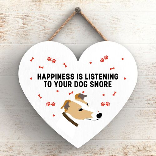 P5797 - Greyhound Happiness Dog Snoring Without Katie Pearson Artworks Heart Hanging Plaque