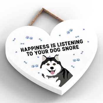 P5798 - Husky Happiness Dog Snoring Without Katie Pearson Artworks Plaque à suspendre en forme de cœur 2