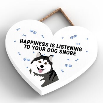 P5798 - Husky Happiness Dog Snoring Without Katie Pearson Artworks Plaque à suspendre en forme de cœur 4