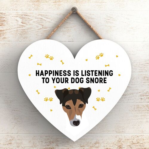 P5799 - Jack Russell Happiness Dog Snoring Without Katie Pearson Artworks Heart Hanging Plaque