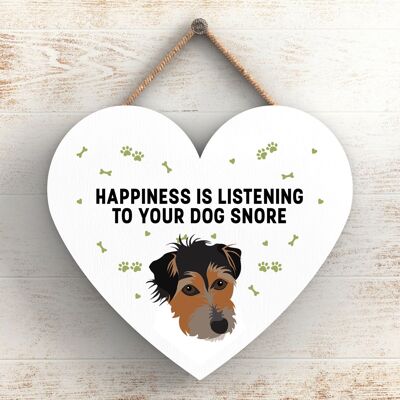 P5800 - Jack Russell Happiness Dog Snoring Without Katie Pearson Artworks Heart Hanging Plaque
