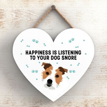 P5801 - Jack Russell Happiness Dog Snoring Without Katie Pearson Artworks Plaque à suspendre en forme de cœur 1