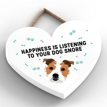 P5801 - Jack Russell Happiness Dog Snoring Without Katie Pearson Artworks Plaque à suspendre en forme de cœur 2