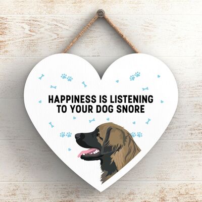 P5803 - Leonberger Happiness Dog Snoring Without Katie Pearson Artworks Heart Hanging Plaque