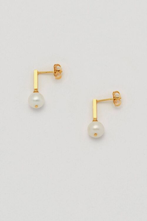 Baroque Pearl and Bar Drop Earrings