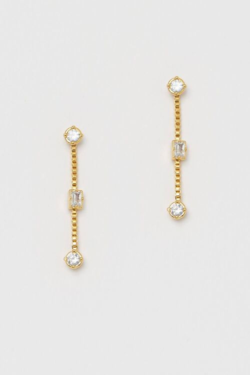 Chain Drop CZ Teardrop Earrings