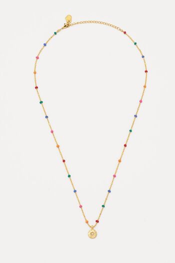 Collier de perles arc-en-ciel avec pendentif CZ 4